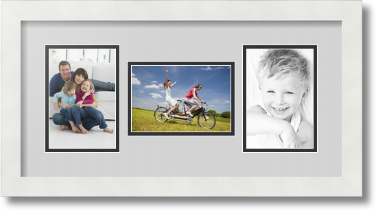 ArtToFrames Collage Mat Picture Photo Frame 3 4x6" Openings in Satin White 113