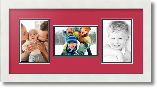 ArtToFrames Collage Mat Picture Photo Frame 3 4x6" Openings in Satin White 113