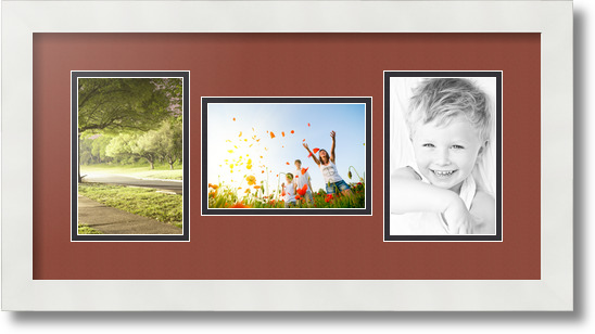 ArtToFrames Collage Mat Picture Photo Frame 3 4x6" Openings in Satin White 113