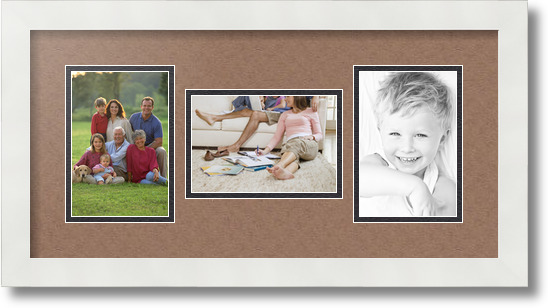 ArtToFrames Collage Mat Picture Photo Frame 3 4x6" Openings in Satin White 113