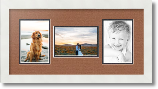 ArtToFrames Collage Mat Picture Photo Frame 3 4x6" Openings in Satin White 113