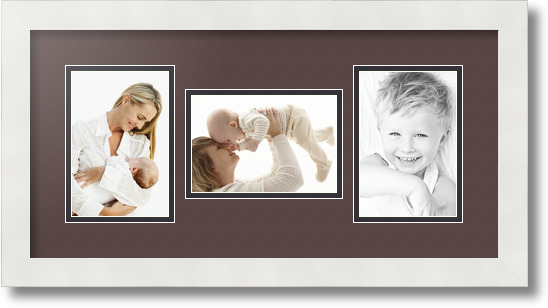 ArtToFrames Collage Mat Picture Photo Frame 3 4x6" Openings in Satin White 113