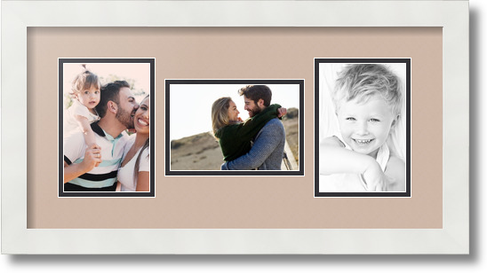 ArtToFrames Collage Mat Picture Photo Frame 3 4x6" Openings in Satin White 113