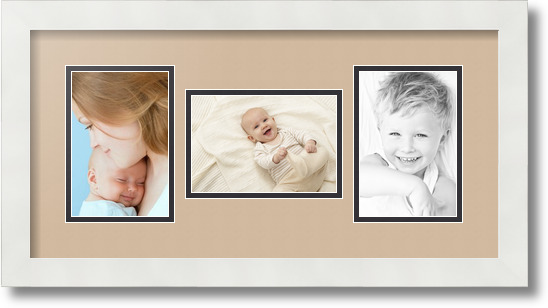 ArtToFrames Collage Mat Picture Photo Frame 3 4x6" Openings in Satin White 113