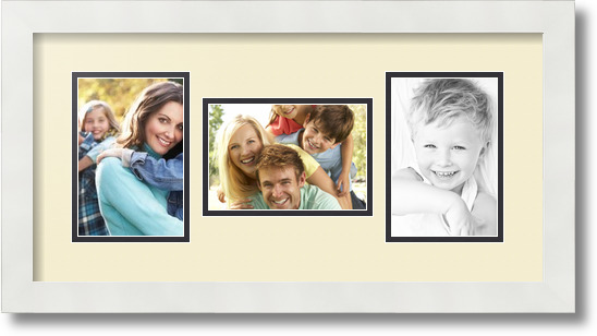 ArtToFrames Collage Mat Picture Photo Frame 3 4x6" Openings in Satin White 113