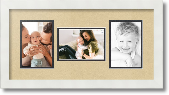 ArtToFrames Collage Mat Picture Photo Frame 3 4x6" Openings in Satin White 113