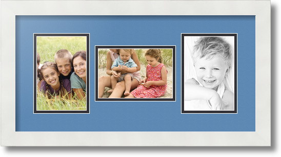 ArtToFrames Collage Mat Picture Photo Frame 3 4x6" Openings in Satin White 113