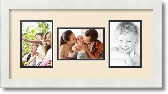 ArtToFrames Collage Mat Picture Photo Frame 3 4x6" Openings in Satin White 113