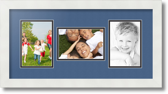 ArtToFrames Collage Mat Picture Photo Frame 3 4x6" Openings in Satin White 113