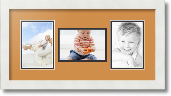 ArtToFrames Collage Mat Picture Photo Frame 3 4x6" Openings in Satin White 113