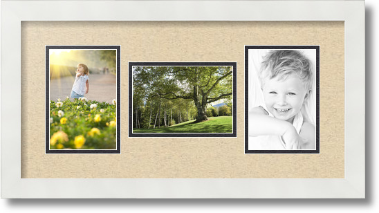 ArtToFrames Collage Mat Picture Photo Frame 3 4x6" Openings in Satin White 113