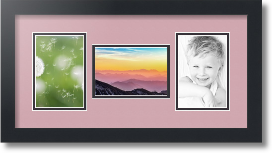 ArtToFrames Collage Photo Frame Double Mat with 3-6x6 Openings with Satin Black Frame and Baby Blue mat. 