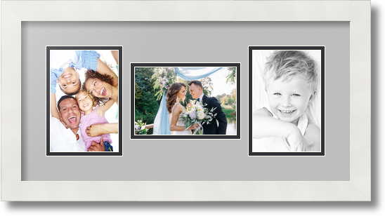 ArtToFrames Collage Mat Picture Photo Frame 3 4x6" Openings in Satin White 113