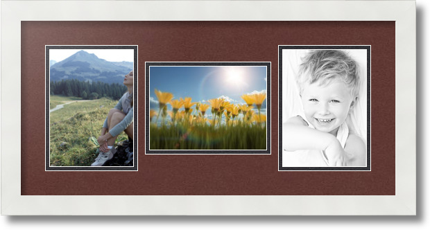 ArtToFrames Collage Mat Picture Photo Frame 3 5x7" Openings in Satin White 114