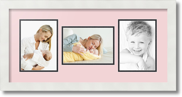 ArtToFrames Collage Mat Picture Photo Frame 3 5x7" Openings in Satin White 114