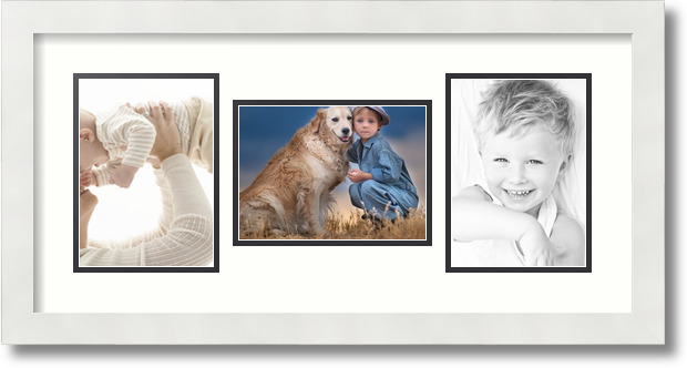 ArtToFrames Collage Mat Picture Photo Frame 3 5x7" Openings in Satin White 114