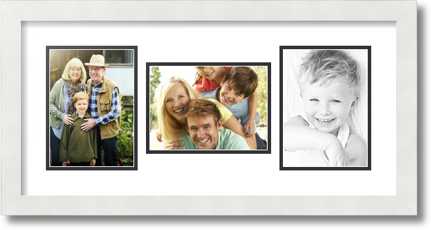 ArtToFrames Collage Mat Picture Photo Frame 3 5x7" Openings in Satin White 114