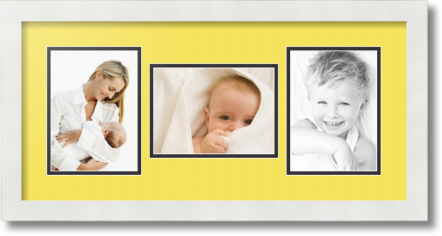 ArtToFrames Collage Mat Picture Photo Frame 3 5x7" Openings in Satin White 114