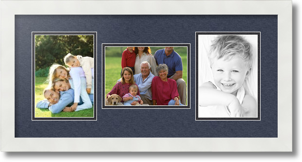 ArtToFrames Collage Mat Picture Photo Frame 3 5x7" Openings in Satin White 114