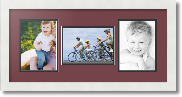 ArtToFrames Collage Mat Picture Photo Frame 3 5x7" Openings in Satin White 114