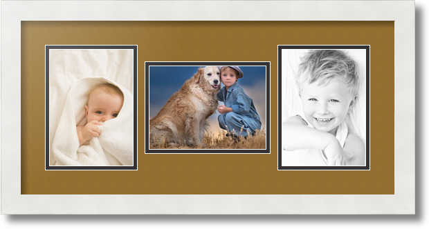 ArtToFrames Collage Mat Picture Photo Frame 3 5x7" Openings in Satin White 114