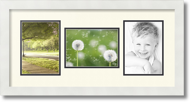 ArtToFrames Collage Mat Picture Photo Frame 3 5x7" Openings in Satin White 114