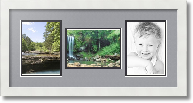 ArtToFrames Collage Mat Picture Photo Frame 3 5x7" Openings in Satin White 114