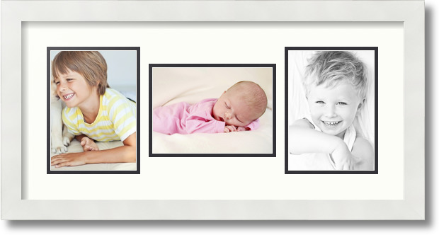 ArtToFrames Collage Mat Picture Photo Frame 3 5x7" Openings in Satin White 114