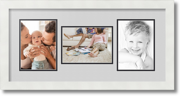 ArtToFrames Collage Mat Picture Photo Frame 3 5x7" Openings in Satin White 114