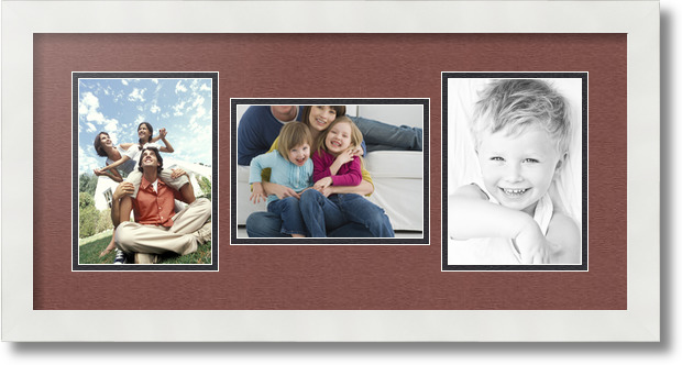 ArtToFrames Collage Mat Picture Photo Frame 3 5x7" Openings in Satin White 114