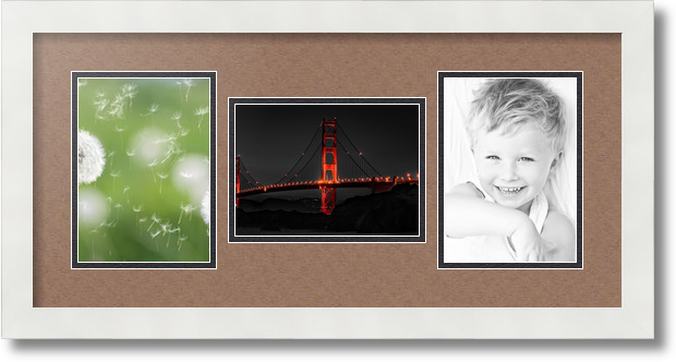 ArtToFrames Collage Mat Picture Photo Frame 3 5x7" Openings in Satin White 114