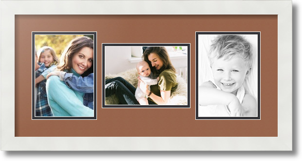 ArtToFrames Collage Mat Picture Photo Frame 3 5x7" Openings in Satin White 114