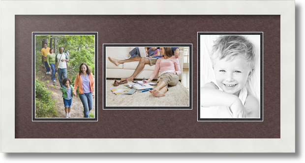 ArtToFrames Collage Mat Picture Photo Frame 3 5x7" Openings in Satin White 114