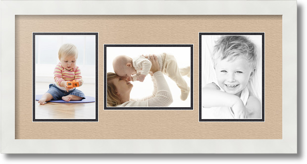 ArtToFrames Collage Mat Picture Photo Frame 3 5x7" Openings in Satin White 114