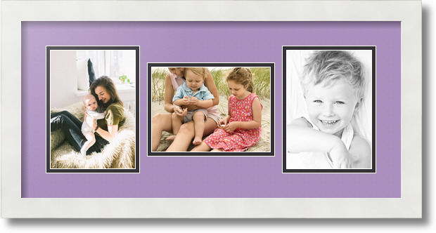 ArtToFrames Collage Mat Picture Photo Frame 3 5x7" Openings in Satin White 114