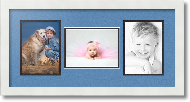 ArtToFrames Collage Mat Picture Photo Frame 3 5x7" Openings in Satin White 114