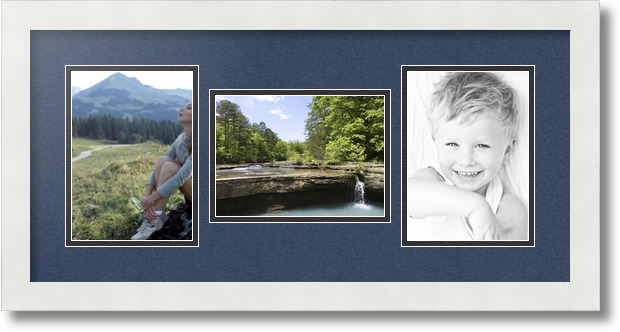 ArtToFrames Collage Mat Picture Photo Frame 3 5x7" Openings in Satin White 114