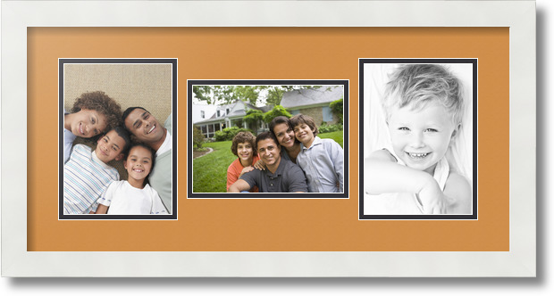 ArtToFrames Collage Mat Picture Photo Frame 3 5x7" Openings in Satin White 114