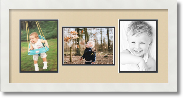 ArtToFrames Collage Mat Picture Photo Frame 3 5x7" Openings in Satin White 114