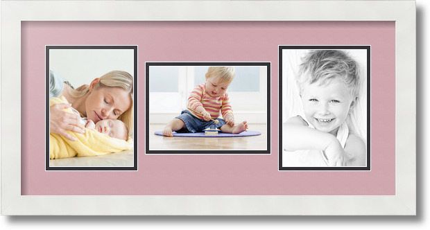 ArtToFrames Collage Mat Picture Photo Frame 3 5x7" Openings in Satin White 114