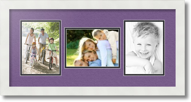 ArtToFrames Collage Mat Picture Photo Frame 3 5x7" Openings in Satin White 114