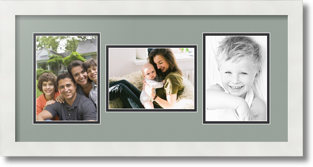 ArtToFrames Collage Mat Picture Photo Frame 3 5x7" Openings in Satin White 114