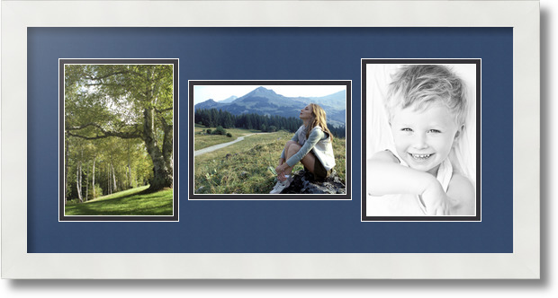 ArtToFrames Collage Mat Picture Photo Frame 3 5x7" Openings in Satin White 114