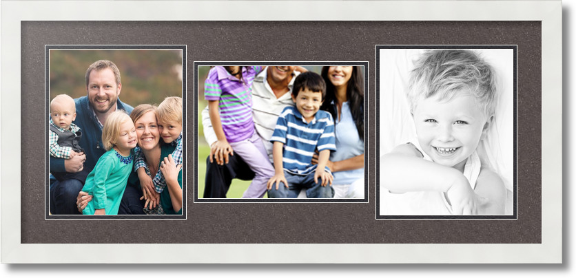 ArtToFrames Collage Mat Picture Photo Frame 3 8x10" Openings in Satin White 117