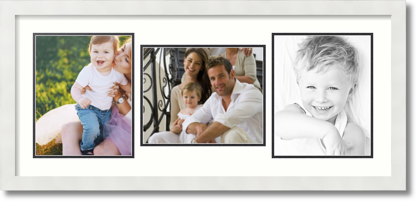 ArtToFrames Collage Mat Picture Photo Frame 3 8x10" Openings in Satin White 117