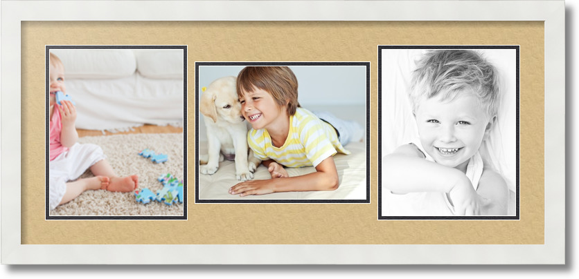 ArtToFrames Collage Mat Picture Photo Frame 3 8x10" Openings in Satin White 117