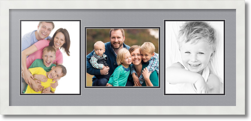 ArtToFrames Collage Mat Picture Photo Frame 3 8x10" Openings in Satin White 117