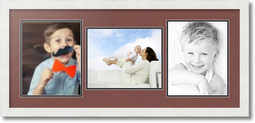 ArtToFrames Collage Mat Picture Photo Frame 3 8x10" Openings in Satin White 117