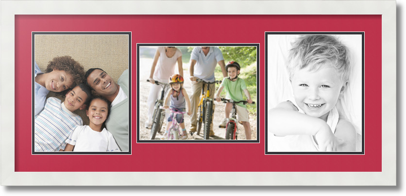 ArtToFrames Collage Mat Picture Photo Frame 3 8x10" Openings in Satin White 117