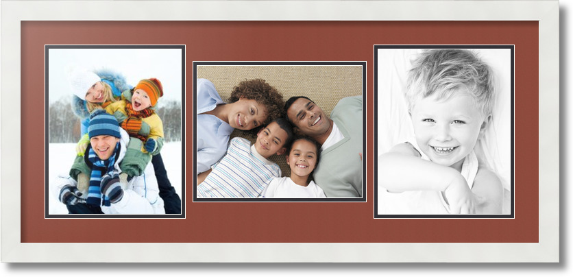 ArtToFrames Collage Mat Picture Photo Frame 3 8x10" Openings in Satin White 117